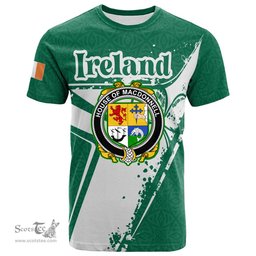 ScotsTee Shop Irish House of MACDONNELL of the Glens Coat of Arms Irish Celtic Shamrock T Shirt Add Your Text Personalized T Shirt