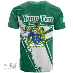 ScotsTee Shop Irish Ferguson Coat of Arms Irish Celtic Shamrock T Shirt Add Your Text Personalized T Shirt