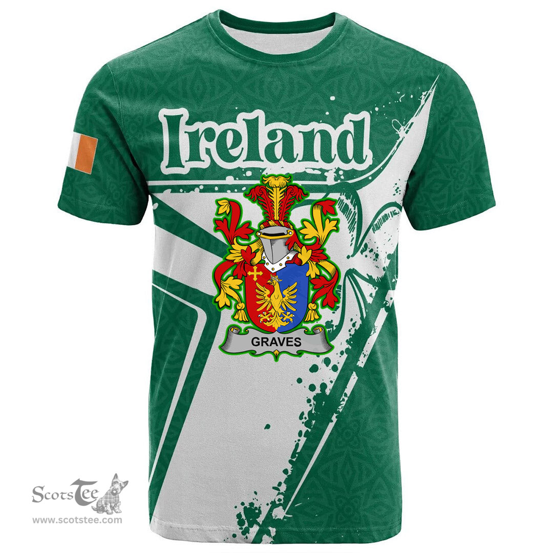 ScotsTee Shop Irish Ferguson Coat of Arms Irish Celtic Shamrock T Shirt Add Your Text Personalized T Shirt