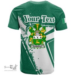 ScotsTee Shop Irish Edwards Coat of Arms Irish Celtic Shamrock T Shirt Add Your Text Personalized T Shirt