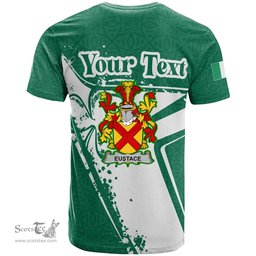ScotsTee Shop Irish Eustace Coat of Arms Irish Celtic Shamrock T Shirt Add Your Text Personalized T Shirt
