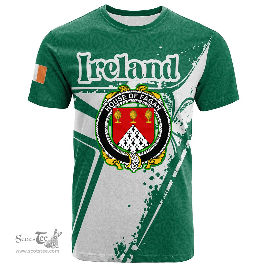 ScotsTee Shop Irish Grehan or O Greaghan Coat of Arms Irish Celtic Shamrock T Shirt Add Your Text Personalized T Shirt