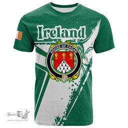 ScotsTee Shop Irish Grehan or O Greaghan Coat of Arms Irish Celtic Shamrock T Shirt Add Your Text Personalized T Shirt