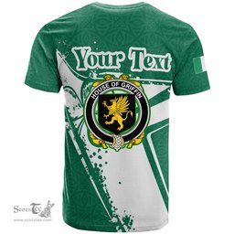 ScotsTee Shop Irish House of GRIFFIN Coat of Arms Irish Celtic Shamrock T Shirt Add Your Text Personalized T Shirt