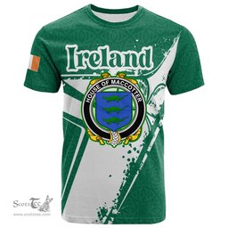 ScotsTee Shop Irish House of MACCOTTER Coat of Arms Irish Celtic Shamrock T Shirt Add Your Text Personalized T Shirt