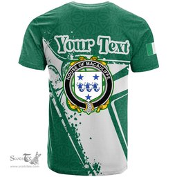 ScotsTee Shop Irish House of MACAULIFFE Coat of Arms Irish Celtic Shamrock T Shirt Add Your Text Personalized T Shirt