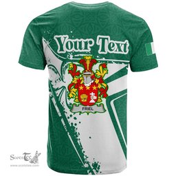 ScotsTee Shop Irish Friel or O Friel Coat of Arms Irish Celtic Shamrock T Shirt Add Your Text Personalized T Shirt