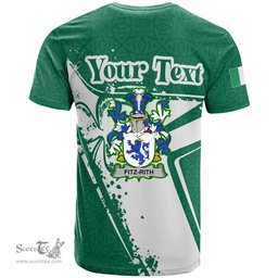 ScotsTee Shop Irish Fitz Rith Coat of Arms Irish Celtic Shamrock T Shirt Add Your Text Personalized T Shirt