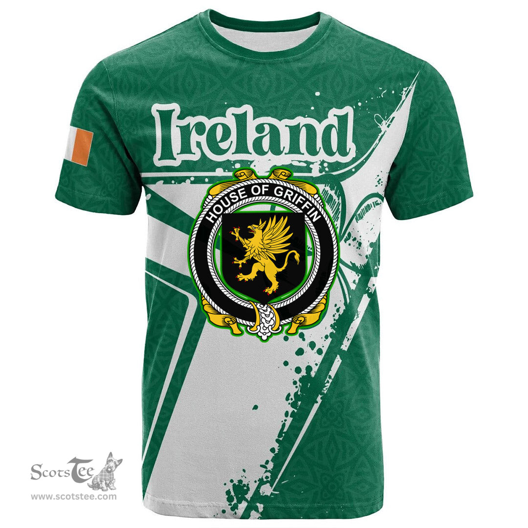 ScotsTee Shop Irish Guillim Coat of Arms Irish Celtic Shamrock T Shirt Add Your Text Personalized T Shirt
