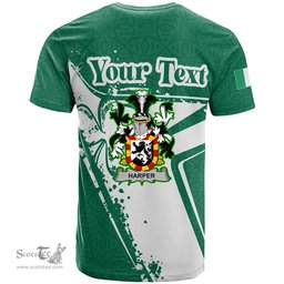 ScotsTee Shop Irish Harper Coat of Arms Irish Celtic Shamrock T Shirt Add Your Text Personalized T Shirt