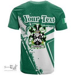 ScotsTee Shop Irish Forster Coat of Arms Irish Celtic Shamrock T Shirt Add Your Text Personalized T Shirt
