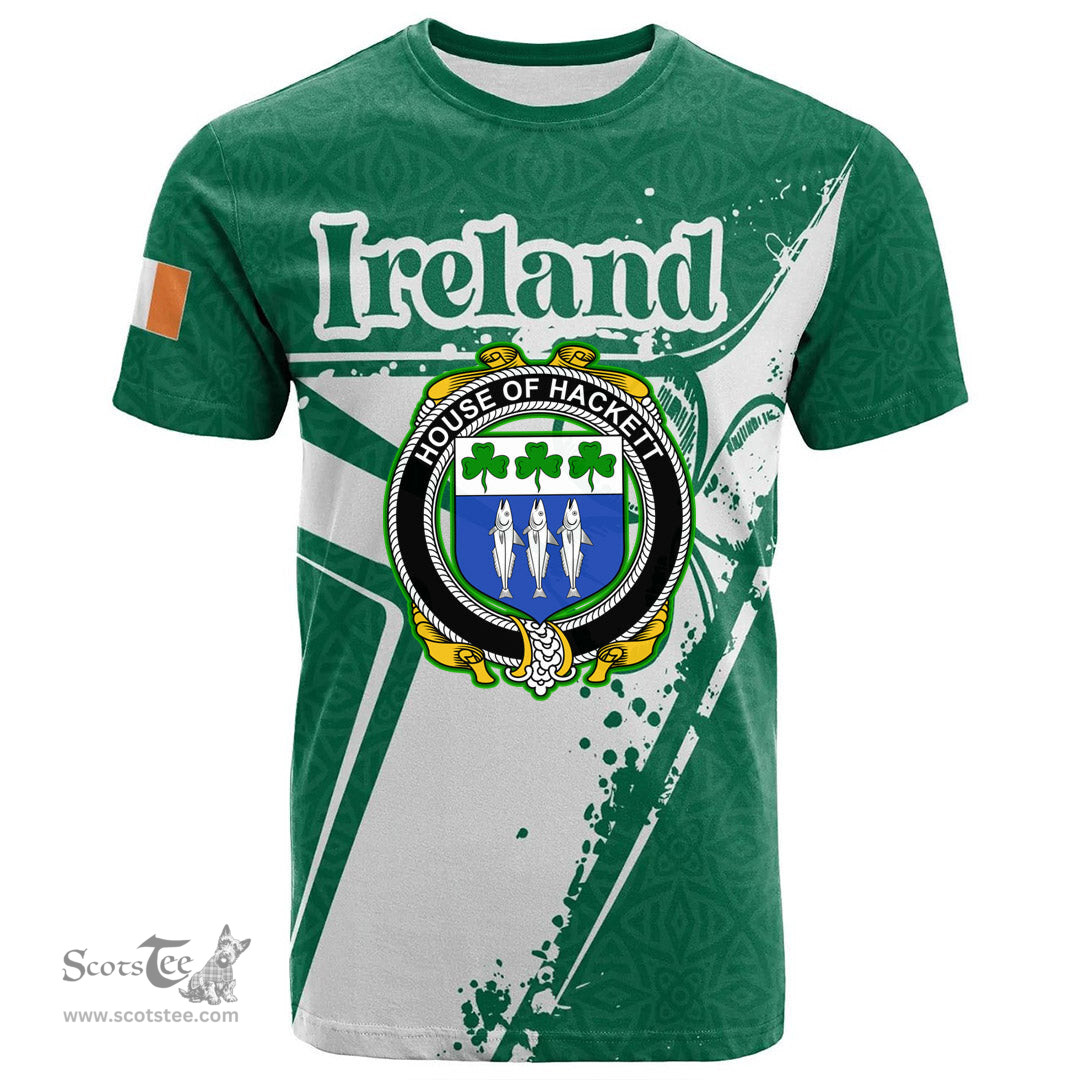 ScotsTee Shop Irish Gun Coat of Arms Irish Celtic Shamrock T Shirt Add Your Text Personalized T Shirt