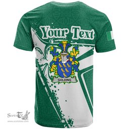 ScotsTee Shop Irish Golding Coat of Arms Irish Celtic Shamrock T Shirt Add Your Text Personalized T Shirt
