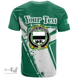 ScotsTee Shop Irish House of JORDAN Coat of Arms Irish Celtic Shamrock T Shirt Add Your Text Personalized T Shirt