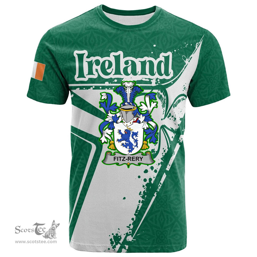 ScotsTee Shop Irish House of FITZPATRICK Coat of Arms Irish Celtic Shamrock T Shirt Add Your Text Personalized T Shirt