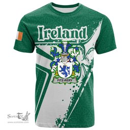 ScotsTee Shop Irish House of FITZPATRICK Coat of Arms Irish Celtic Shamrock T Shirt Add Your Text Personalized T Shirt