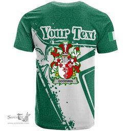 ScotsTee Shop Irish Goodwin Coat of Arms Irish Celtic Shamrock T Shirt Add Your Text Personalized T Shirt