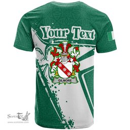 ScotsTee Shop Irish Gilmore Coat of Arms Irish Celtic Shamrock T Shirt Add Your Text Personalized T Shirt