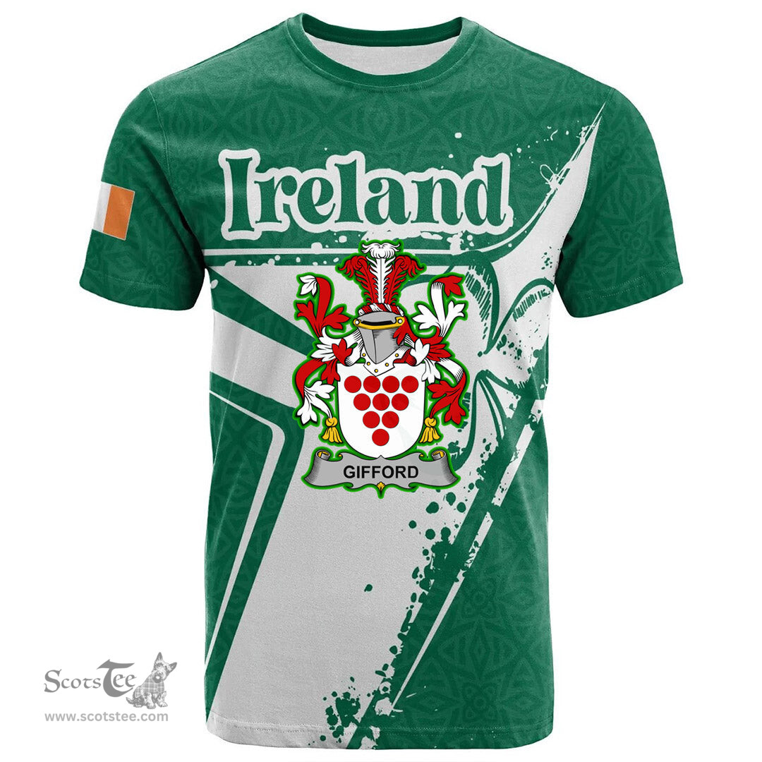 ScotsTee Shop Irish English Coat of Arms Irish Celtic Shamrock T Shirt Add Your Text Personalized T Shirt