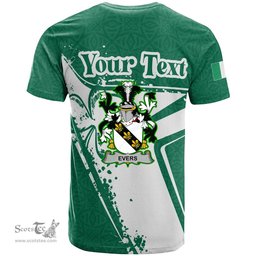 ScotsTee Shop Irish Evers Coat of Arms Irish Celtic Shamrock T Shirt Add Your Text Personalized T Shirt