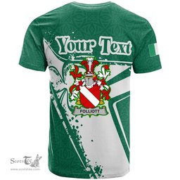ScotsTee Shop Irish Folliott Coat of Arms Irish Celtic Shamrock T Shirt Add Your Text Personalized T Shirt