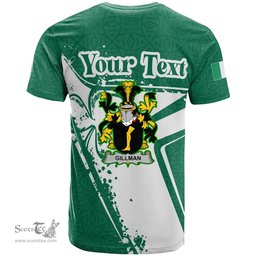 ScotsTee Shop Irish Gillman Coat of Arms Irish Celtic Shamrock T Shirt Add Your Text Personalized T Shirt