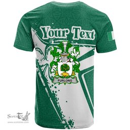 ScotsTee Shop Irish Furlong Coat of Arms Irish Celtic Shamrock T Shirt Add Your Text Personalized T Shirt