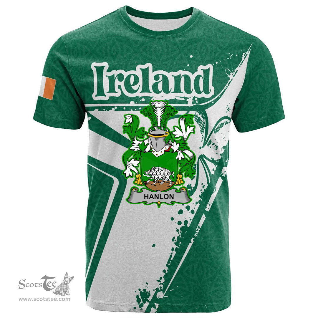 ScotsTee Shop Irish Fleming Coat of Arms Irish Celtic Shamrock T Shirt Add Your Text Personalized T Shirt