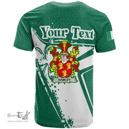 ScotsTee Shop Irish Hamley Coat of Arms Irish Celtic Shamrock T Shirt Add Your Text Personalized T Shirt