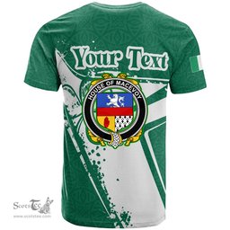 ScotsTee Shop Irish House of MACEVOY Coat of Arms Irish Celtic Shamrock T Shirt Add Your Text Personalized T Shirt