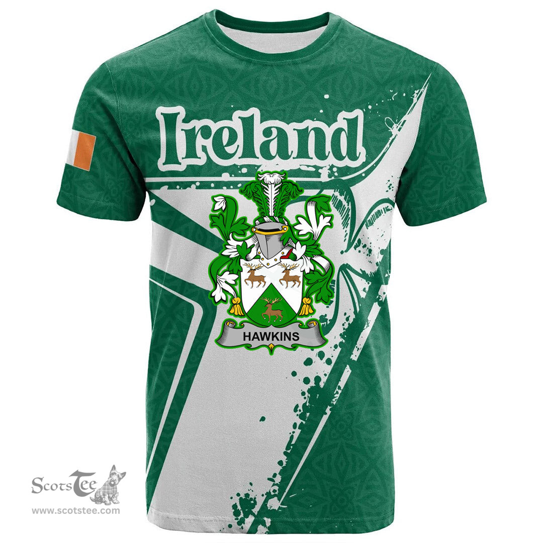 ScotsTee Shop Irish Gaine or Gainey Coat of Arms Irish Celtic Shamrock T Shirt Add Your Text Personalized T Shirt