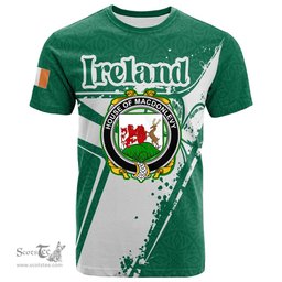 ScotsTee Shop Irish House of MACDONLEVY Coat of Arms Irish Celtic Shamrock T Shirt Add Your Text Personalized T Shirt