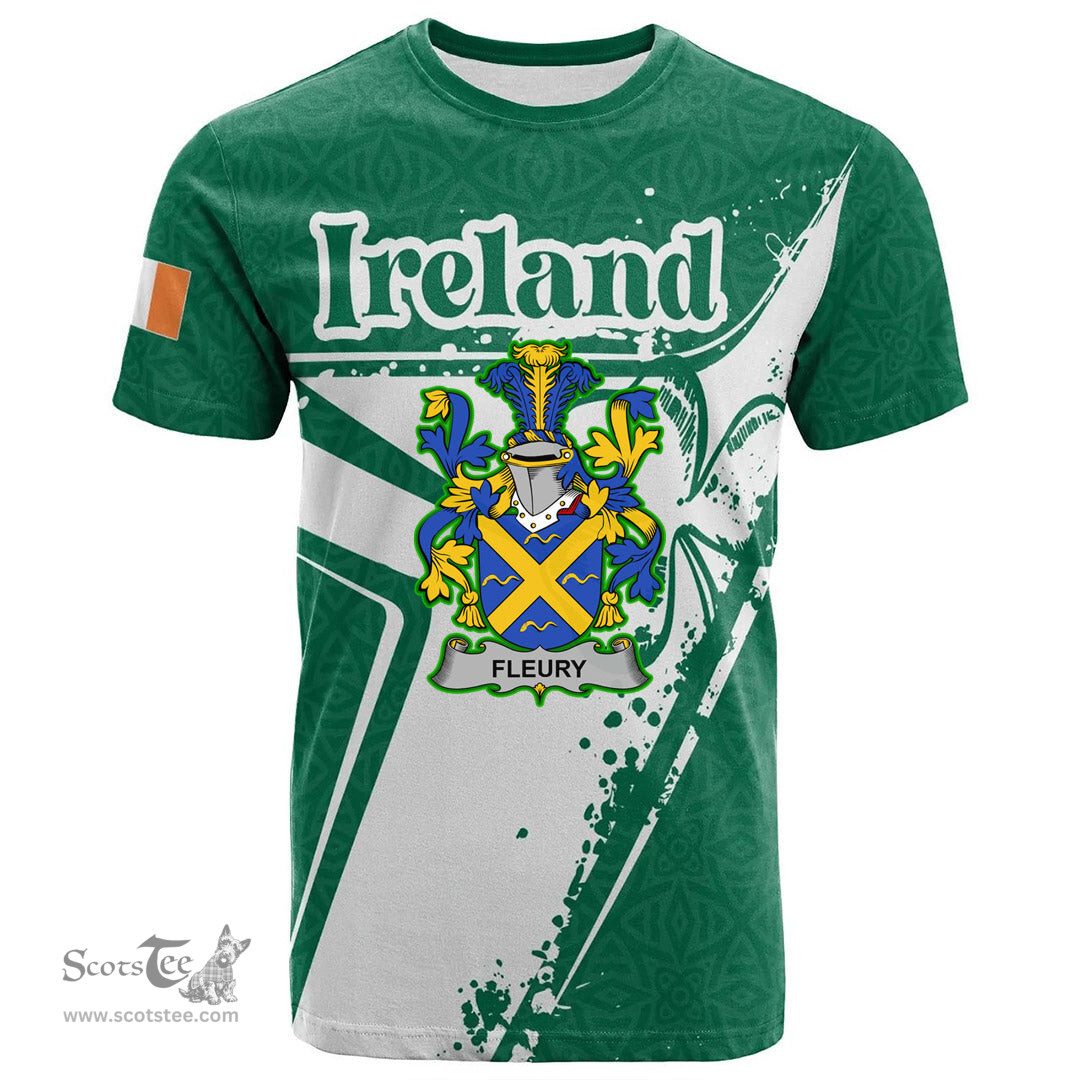 ScotsTee Shop Irish House of MACBRADY Coat of Arms Irish Celtic Shamrock T Shirt Add Your Text Personalized T Shirt