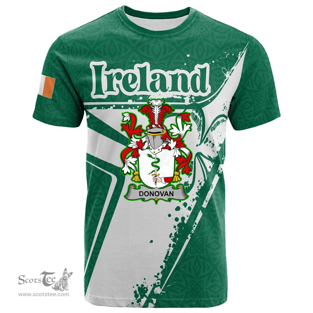 ScotsTee Shop Irish Hanna or O Hanna Coat of Arms Irish Celtic Shamrock T Shirt Add Your Text Personalized T Shirt