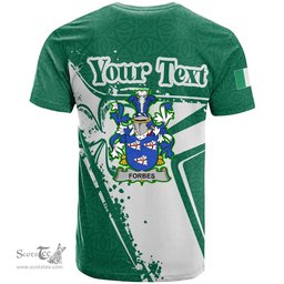 ScotsTee Shop Irish Forbes Coat of Arms Irish Celtic Shamrock T Shirt Add Your Text Personalized T Shirt