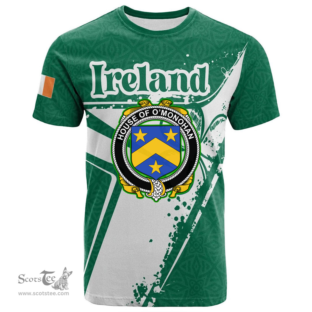 ScotsTee Shop Irish House of O MONOHAN Coat of Arms Irish Celtic Shamrock T Shirt Add Your Text Personalized T Shirt
