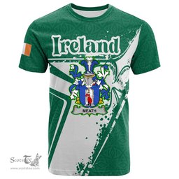 ScotsTee Shop Irish Meath Coat of Arms Irish Celtic Shamrock T Shirt Add Your Text Personalized T Shirt