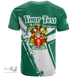 ScotsTee Shop Irish Marsh Coat of Arms Irish Celtic Shamrock T Shirt Add Your Text Personalized T Shirt