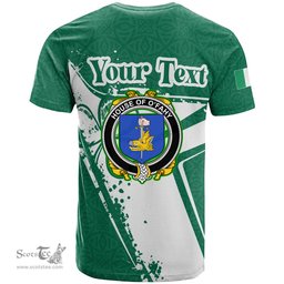 ScotsTee Shop Irish House of O FAHY Coat of Arms Irish Celtic Shamrock T Shirt Add Your Text Personalized T Shirt