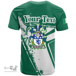ScotsTee Shop Irish McMurray Coat of Arms Irish Celtic Shamrock T Shirt Add Your Text Personalized T Shirt