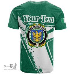 ScotsTee Shop Irish House of O DUNN Coat of Arms Irish Celtic Shamrock T Shirt Add Your Text Personalized T Shirt
