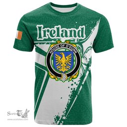ScotsTee Shop Irish House of O DUNN Coat of Arms Irish Celtic Shamrock T Shirt Add Your Text Personalized T Shirt