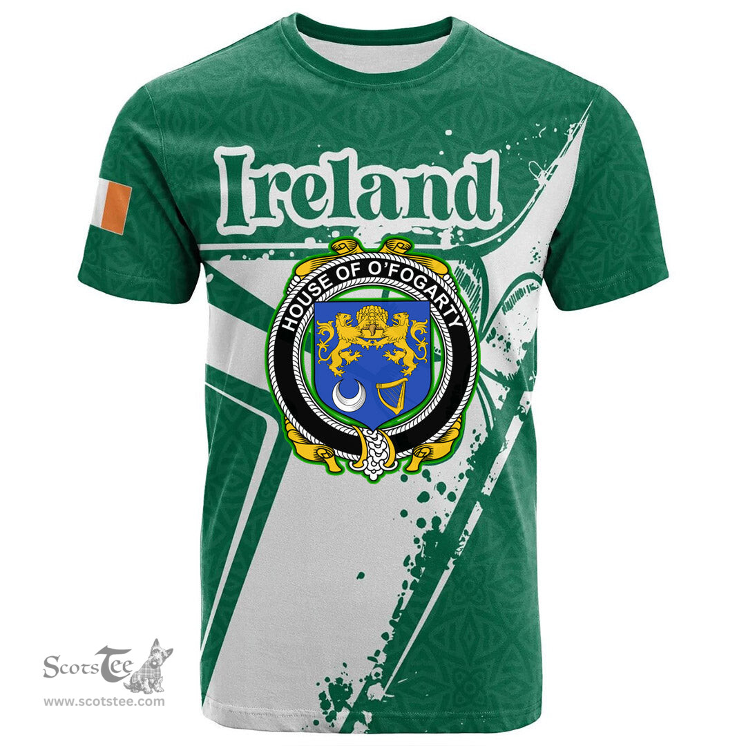 ScotsTee Shop Irish House of O FOGARTY Coat of Arms Irish Celtic Shamrock T Shirt Add Your Text Personalized T Shirt