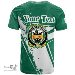 ScotsTee Shop Irish House of O RAFFERTY Coat of Arms Irish Celtic Shamrock T Shirt Add Your Text Personalized T Shirt