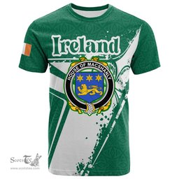 ScotsTee Shop Irish House of MACSHANLY Coat of Arms Irish Celtic Shamrock T Shirt Add Your Text Personalized T Shirt