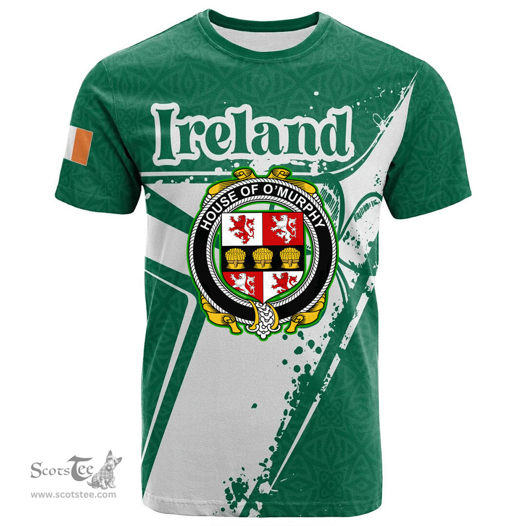 ScotsTee Shop Irish House of O MURPHY Muskerry Coat of Arms Irish Celtic Shamrock T Shirt Add Your Text Personalized T Shirt