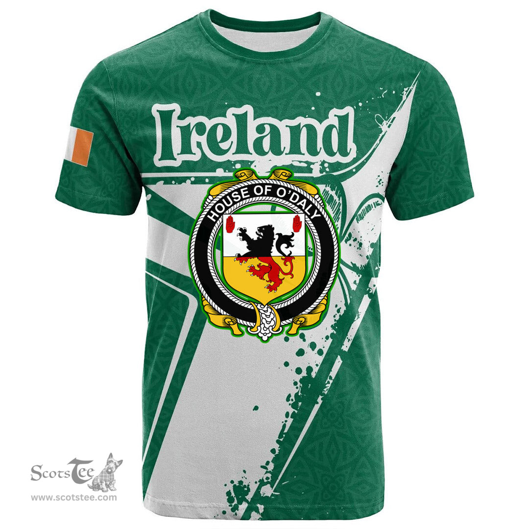 ScotsTee Shop Irish House of O DALY Coat of Arms Irish Celtic Shamrock T Shirt Add Your Text Personalized T Shirt