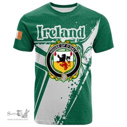 ScotsTee Shop Irish House of O DALY Coat of Arms Irish Celtic Shamrock T Shirt Add Your Text Personalized T Shirt