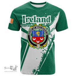 ScotsTee Shop Irish House of MACLOUGHLIN Tirconnell Coat of Arms Irish Celtic Shamrock T Shirt Add Your Text Personalized T Shirt