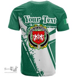 ScotsTee Shop Irish House of O FINNEGAN Coat of Arms Irish Celtic Shamrock T Shirt Add Your Text Personalized T Shirt